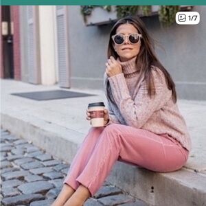 J. Crew Pink Velvet Pull On Easy Pants